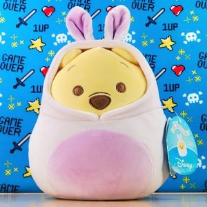 Squishmallow Winnie the Pooh in Purple Bunny Pajamas 8" Disney Peeking Pooh NWT